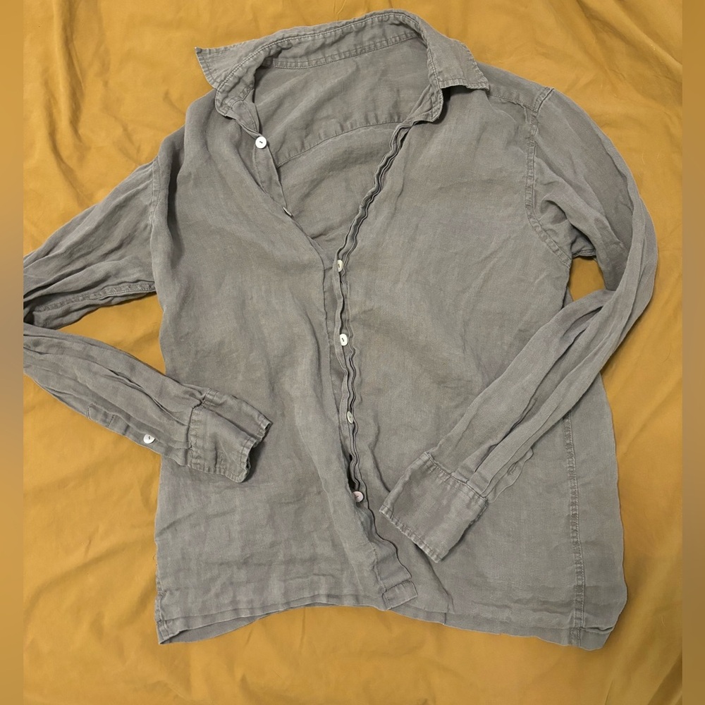 taupe brown colored linen blouse